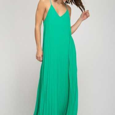 SPAGHETTI STRAP PLEATED CAMI MAXI DRESS - image 1