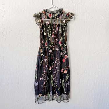 embroidered black floral dress - image 1