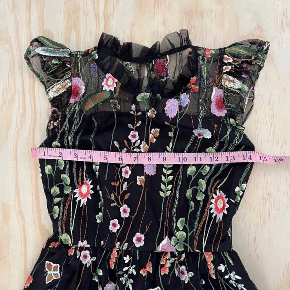 embroidered black floral dress - image 3