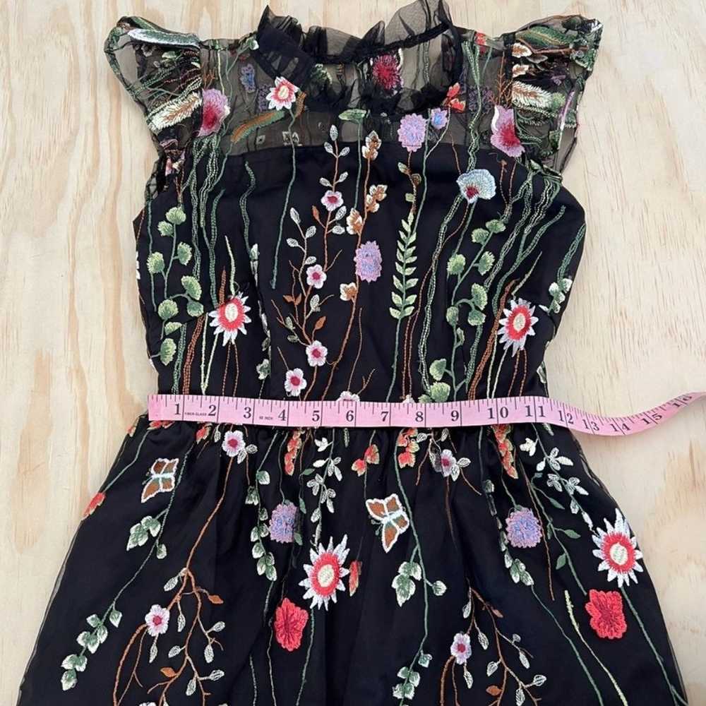 embroidered black floral dress - image 4