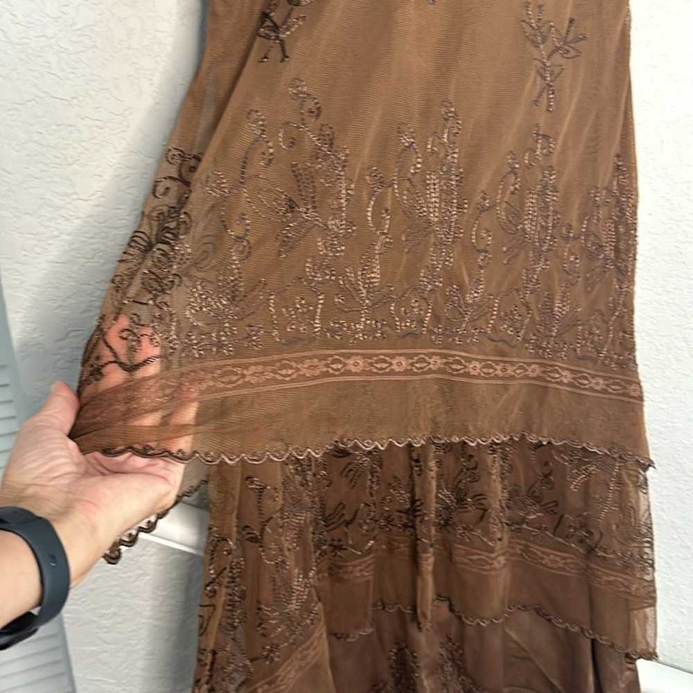 Nataya Brown Fairy Dress Embroidered Lace Layered… - image 4