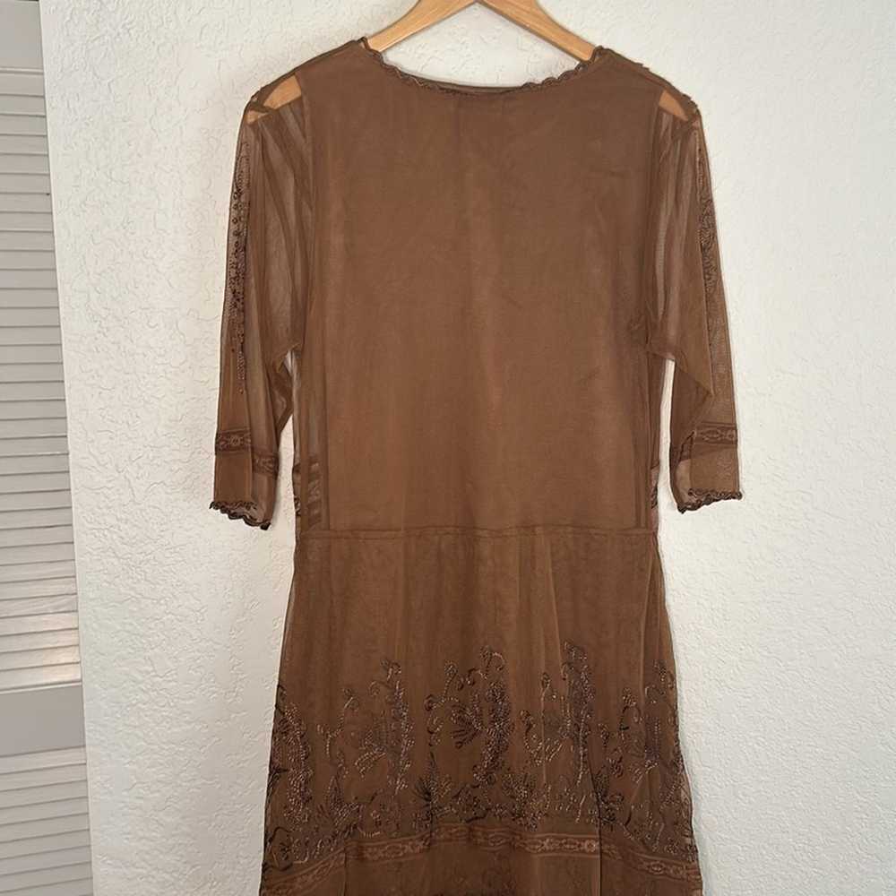 Nataya Brown Fairy Dress Embroidered Lace Layered… - image 8