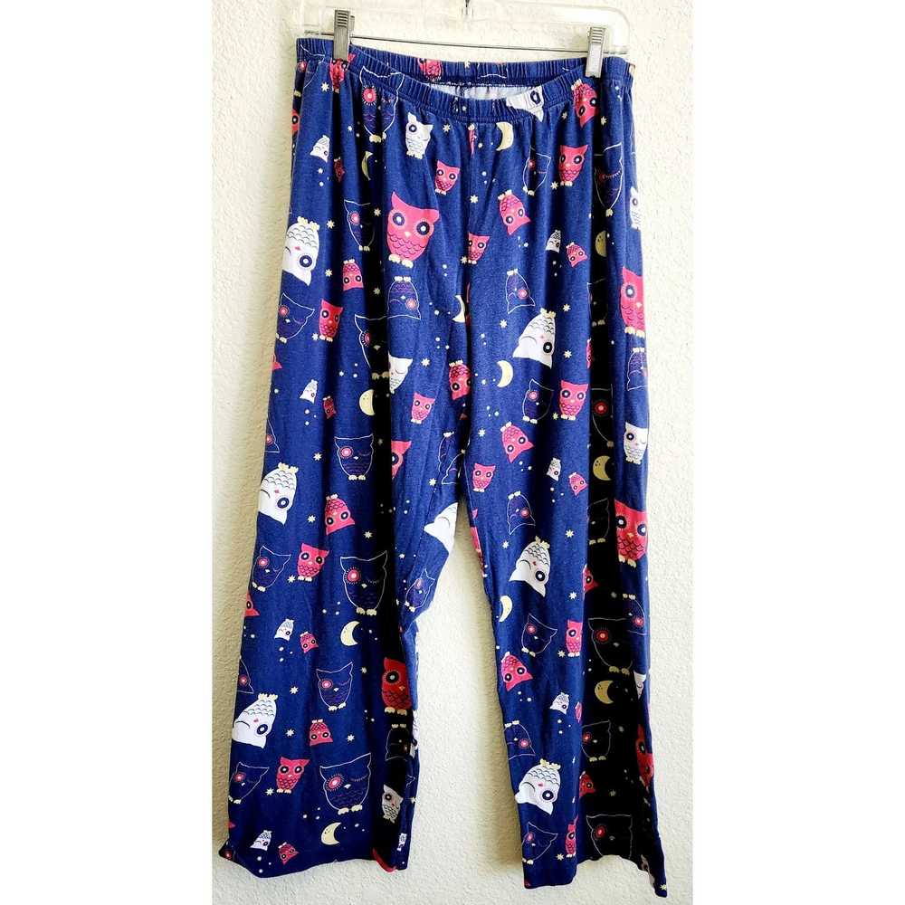 Other Pajama Gram Blue Owl Print PJ Bottoms Mediu… - image 1