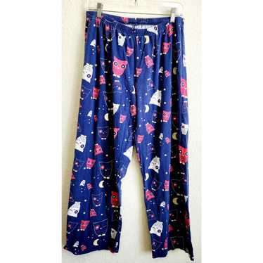 Other Pajama Gram Blue Owl Print PJ Bottoms Mediu… - image 1