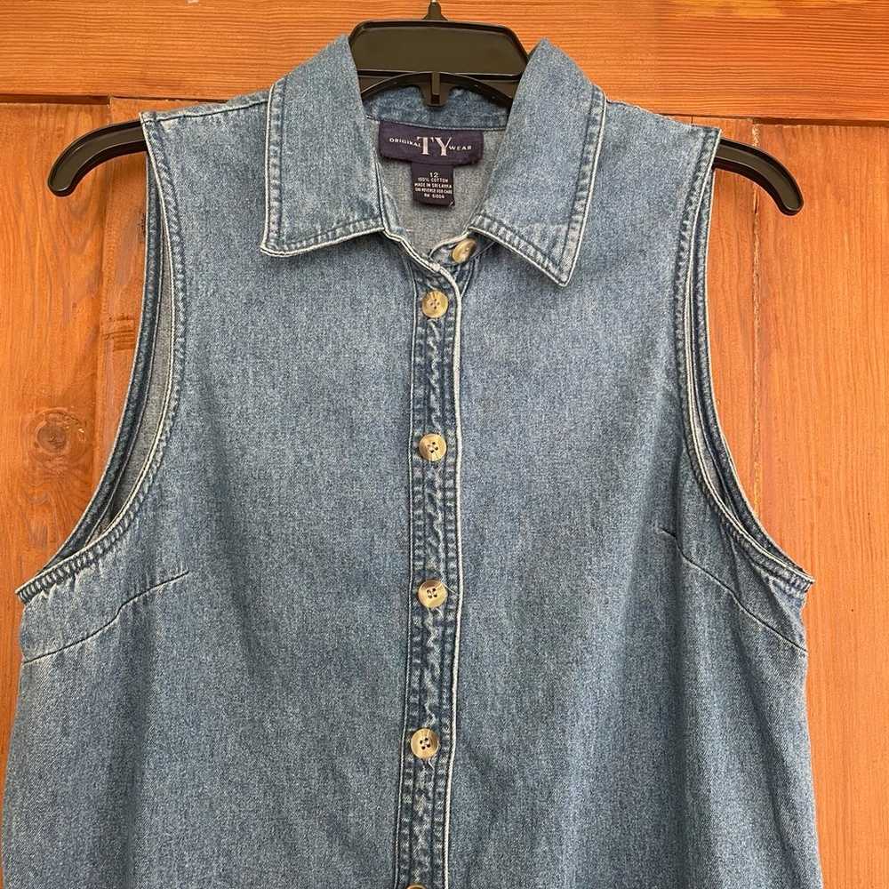 Vintage TY Original Wear Blue Denim Dress 12 - image 2