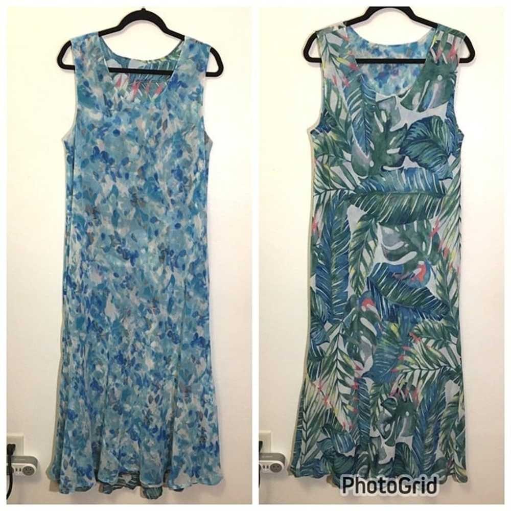 Vintage 90's REVERSIBLE Floral Maxi Long Line Dre… - image 1