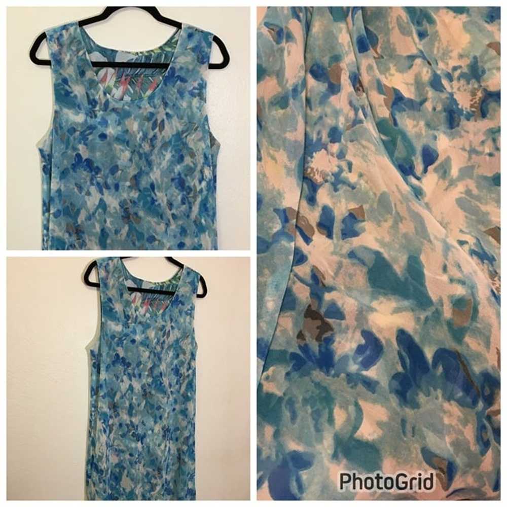 Vintage 90's REVERSIBLE Floral Maxi Long Line Dre… - image 4