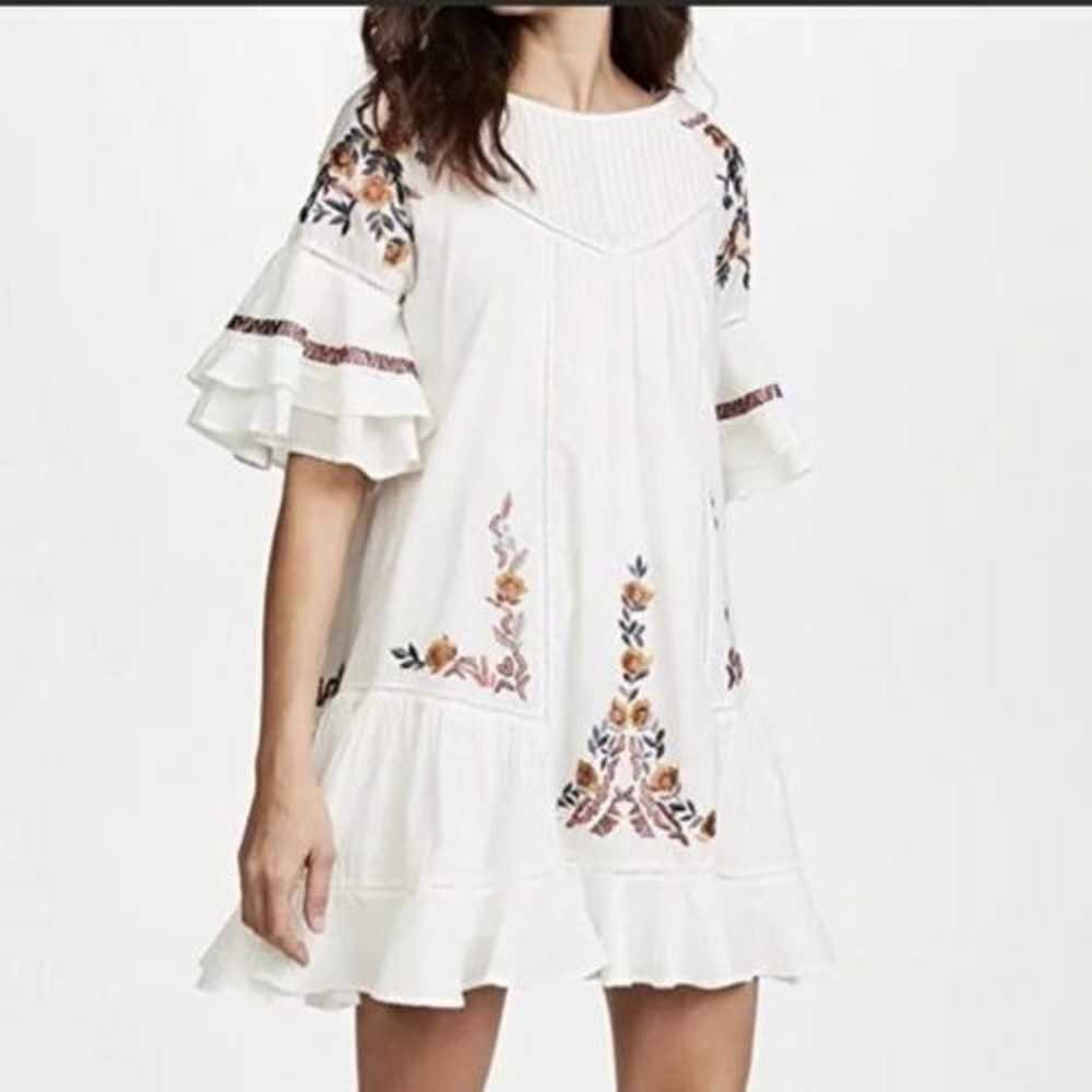 Free People Vintage Inspired Embroidered White Si… - image 3