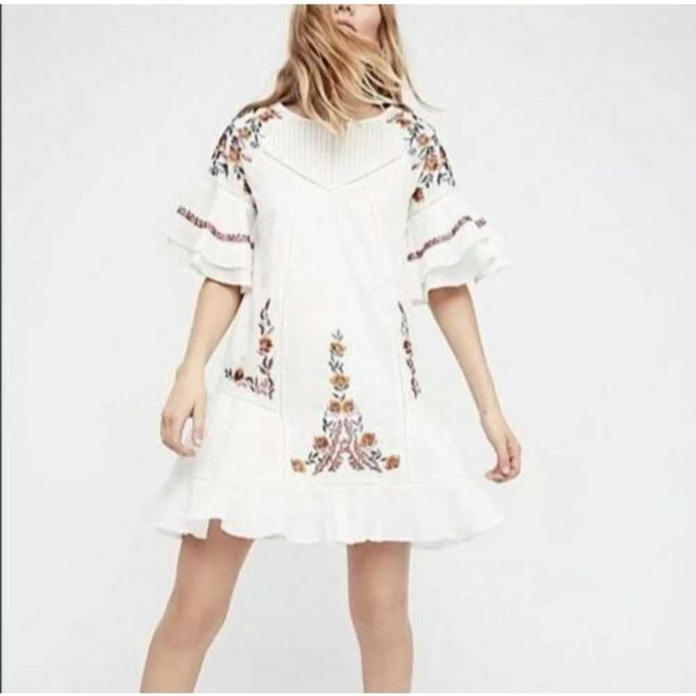 Free People Vintage Inspired Embroidered White Si… - image 6