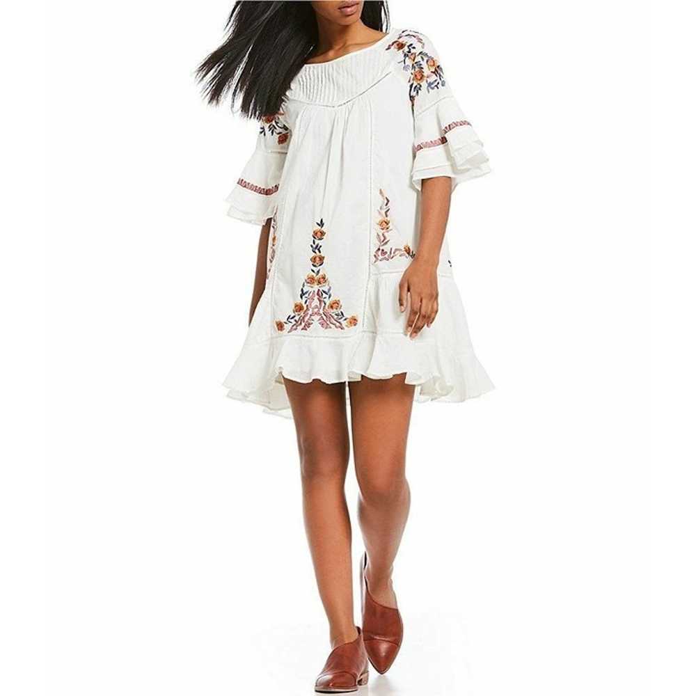 Free People Vintage Inspired Embroidered White Si… - image 8