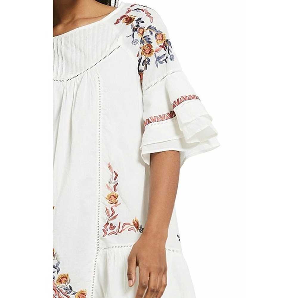 Free People Vintage Inspired Embroidered White Si… - image 9