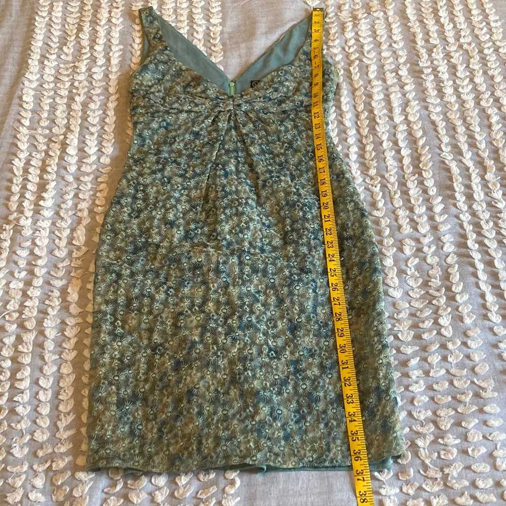 Vintage Y2K Sheath Dress Teal and Green V-Neck Si… - image 9