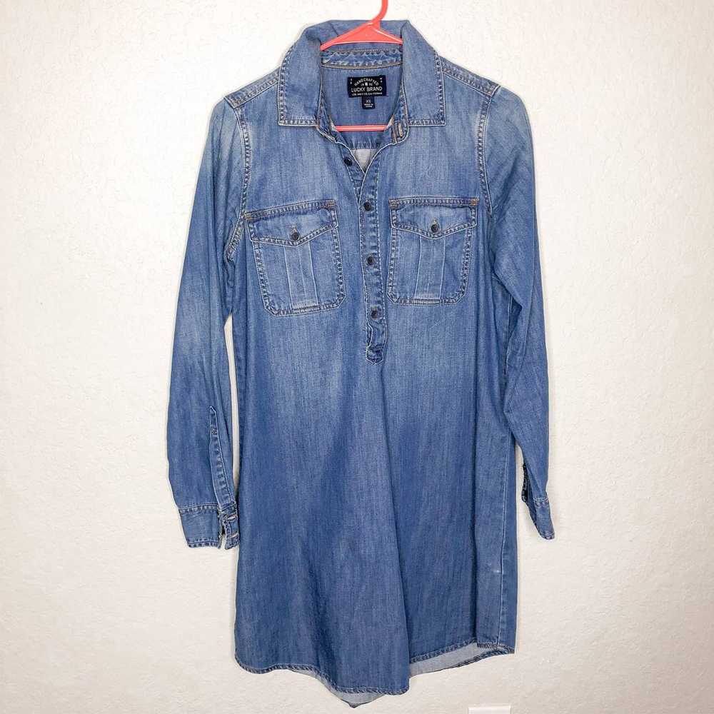 Lucky Brand Denim Popover Shirt Dress XS - image 7