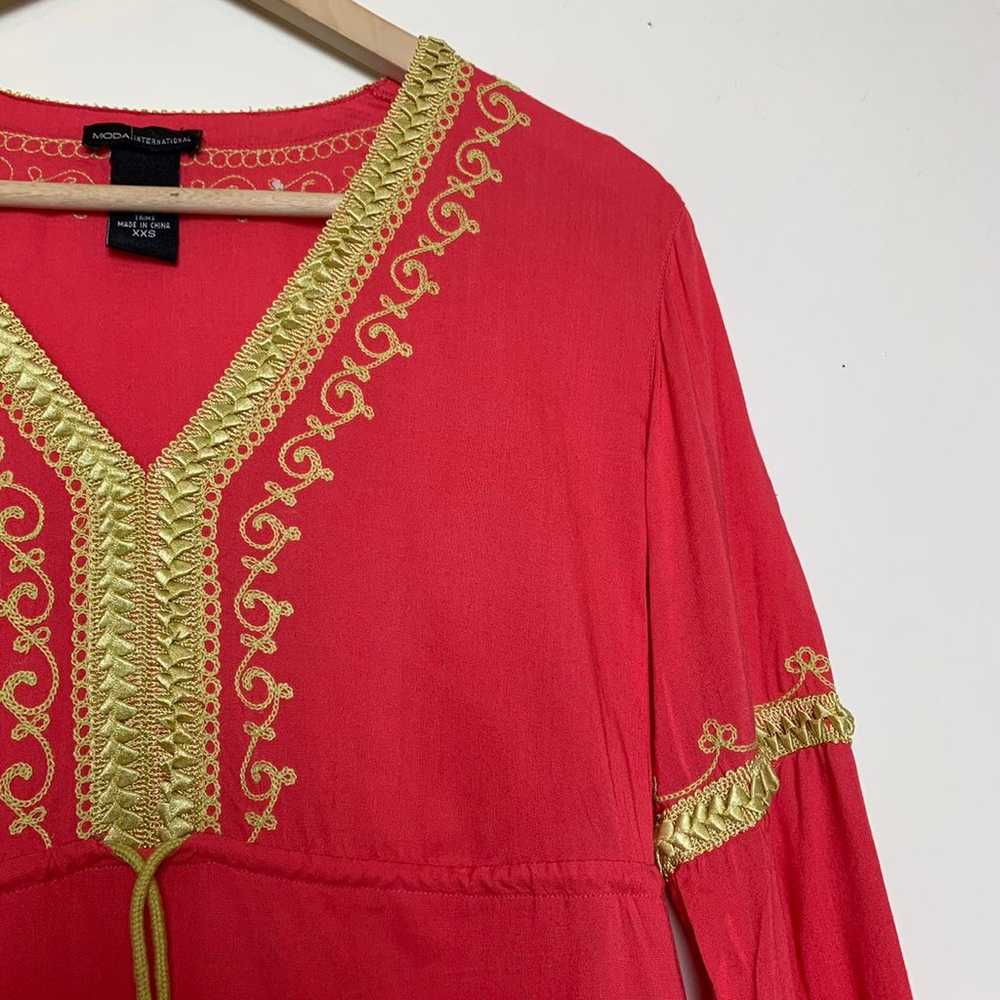 Vintage 90’s Coral Embroidered Mini Dres - image 9