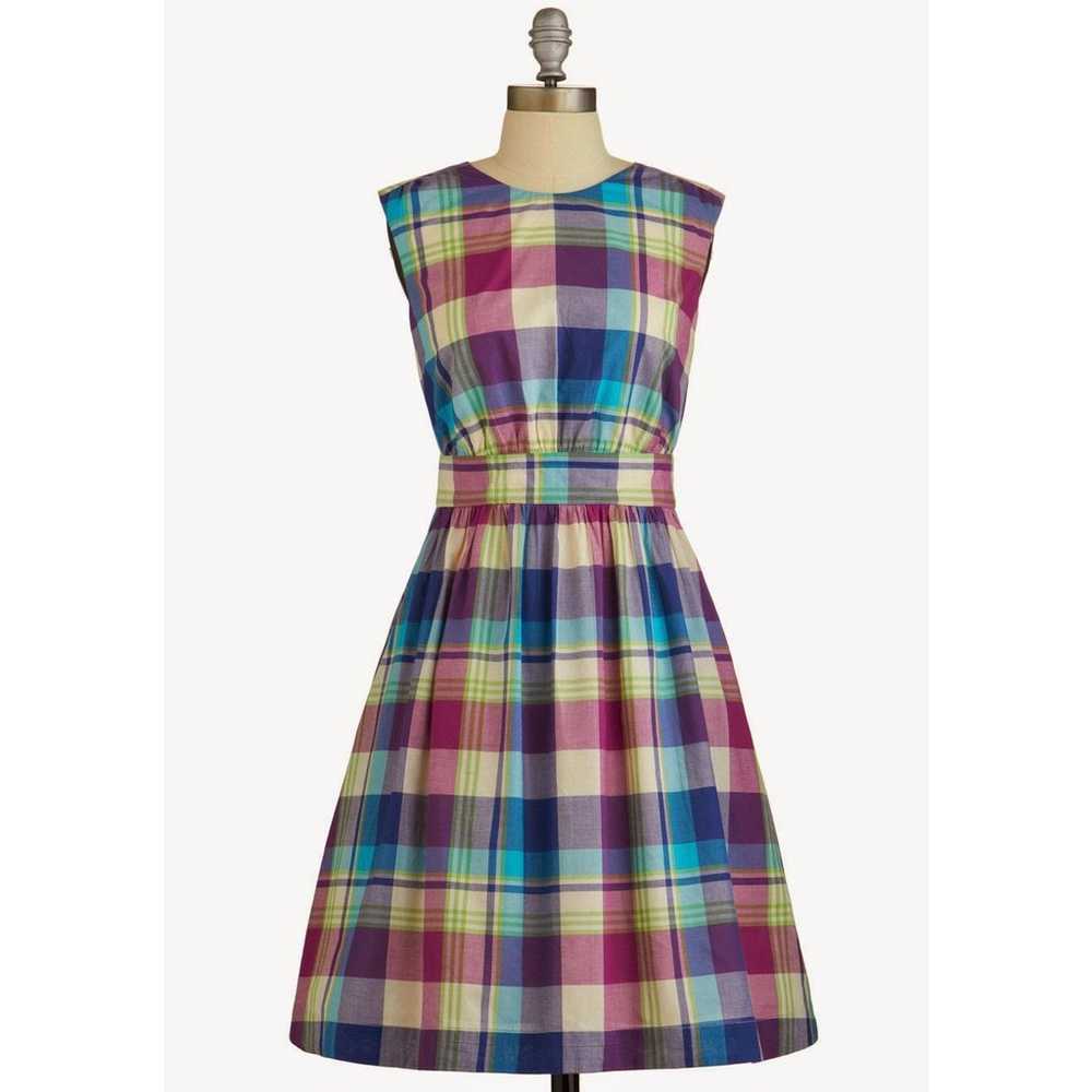 Emily And Fin Modcloth Cotton Plaid Retro Dress X… - image 2