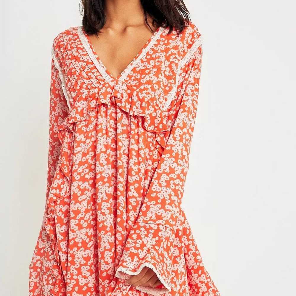 Free People Like You Best Red Floral Printed Ruff… - image 1