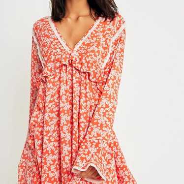 Free People Like You Best Red Floral Printed Ruff… - image 1