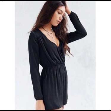 Black V Neck Surplice Romper - image 1