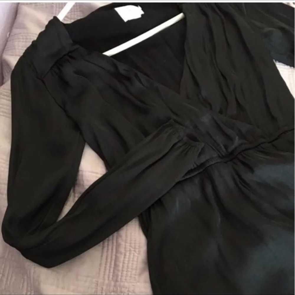 Black V Neck Surplice Romper - image 3