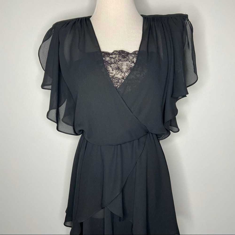 Vintage Black Layered Midi Dress S - image 3