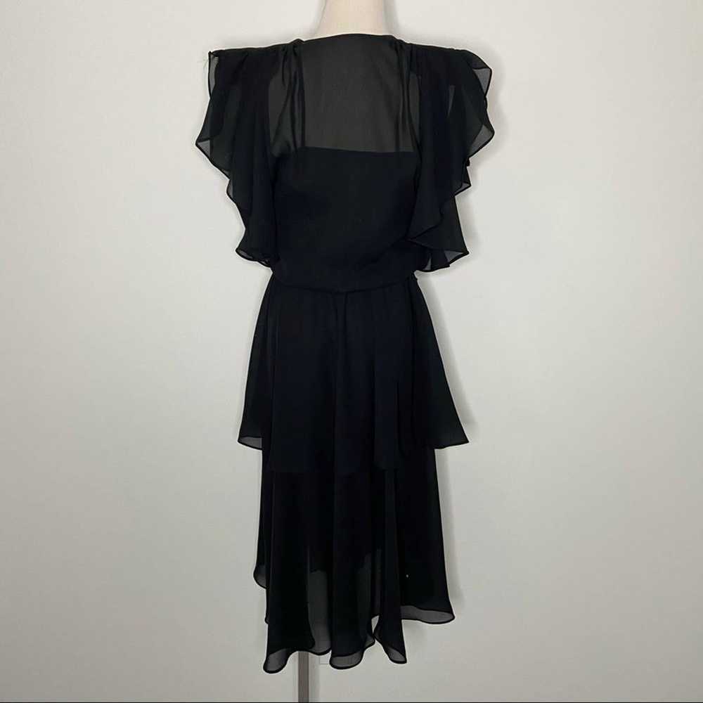 Vintage Black Layered Midi Dress S - image 7