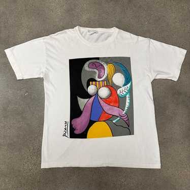 トップス vintage PICASO pleats shirt do Picasso T-Shirt Vintage Famous Paintings All Over Printing