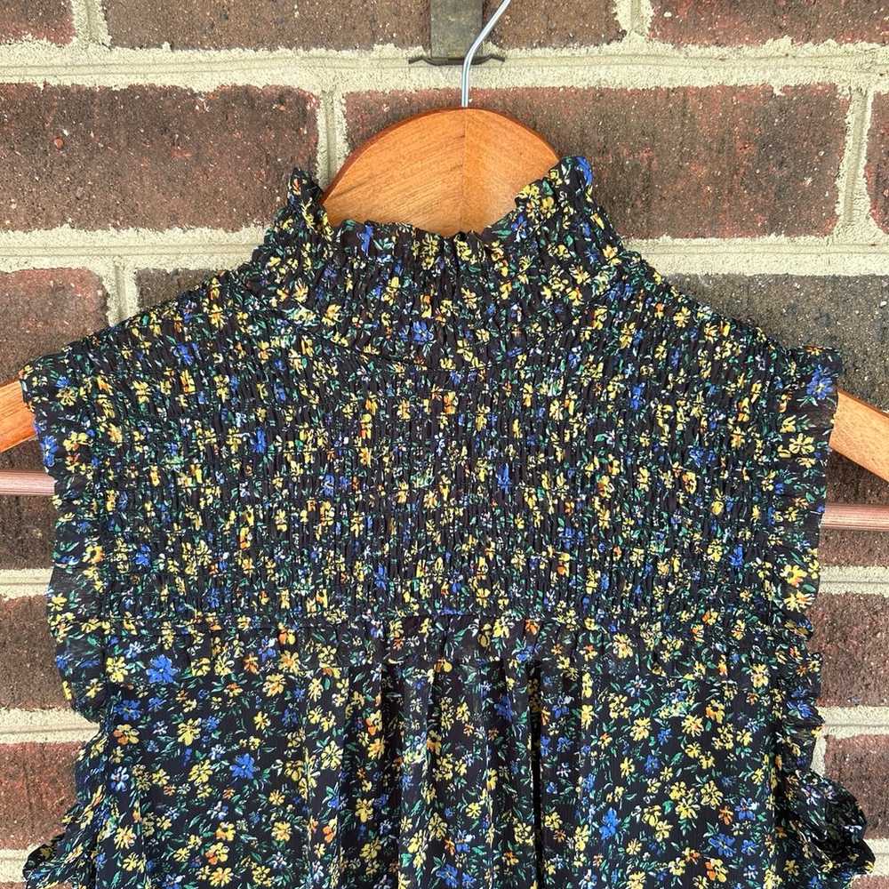 Wild Fable black floral sleeveless smocked top dr… - image 2