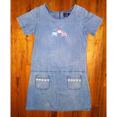 CB Casuals Denim Dress Vintage Sz S embroidered P… - image 1