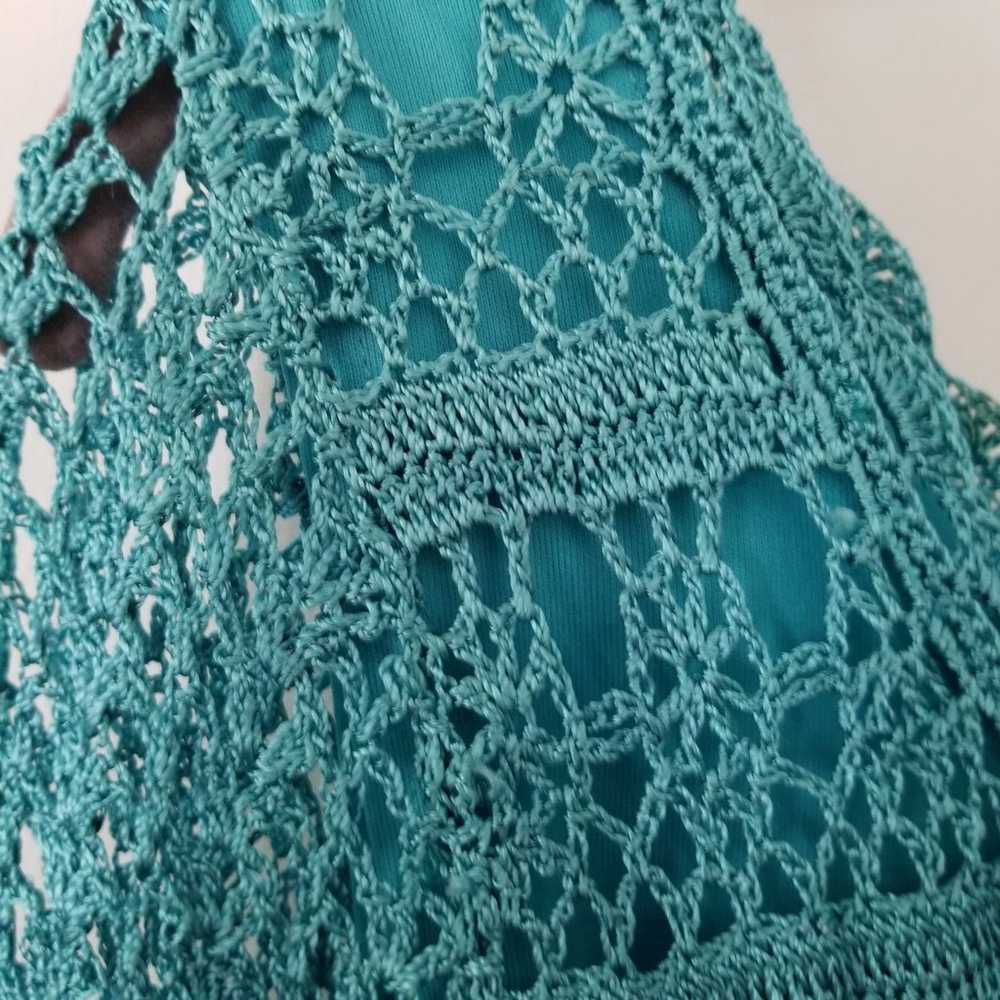 Teal Crochet dress 90's vintage Carole Little Sai… - image 5