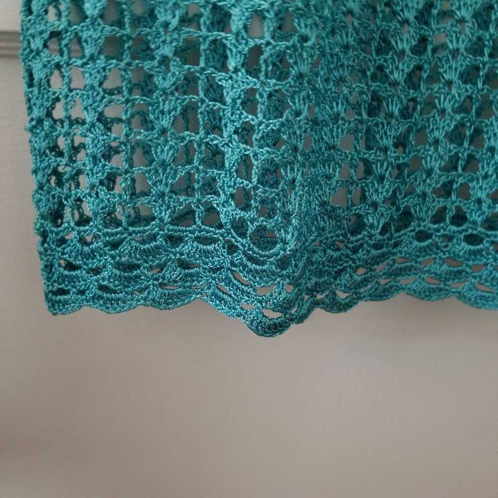 Teal Crochet dress 90's vintage Carole Little Sai… - image 7