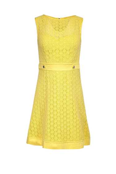 Karen Millen - Bright Yellow Eyelet Lace Fit & Fla