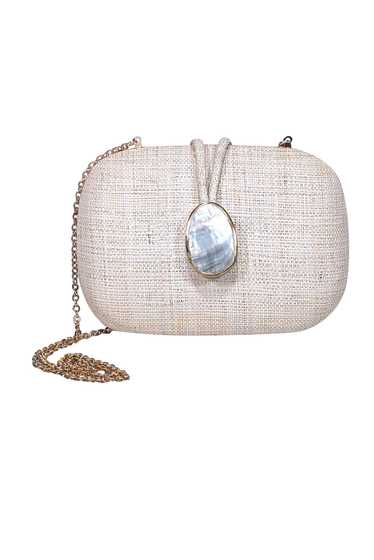 Kayu - Beige Raffia Mini Bag w/ Large Stone Closu… - image 1