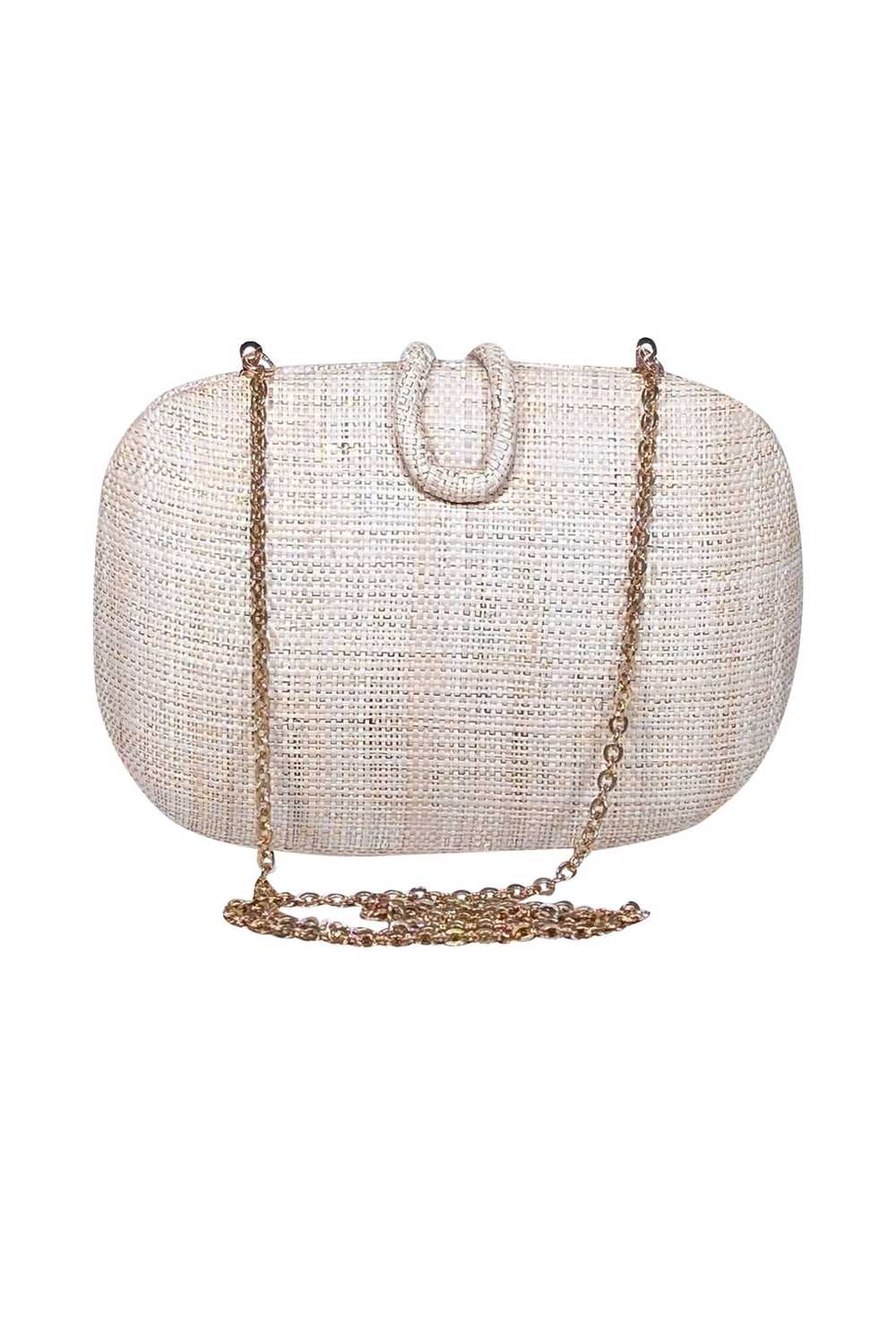 Kayu - Beige Raffia Mini Bag w/ Large Stone Closu… - image 3