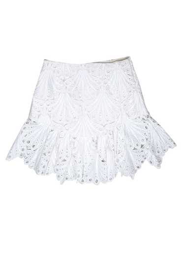 Maje - White Eyelet Lace Flounce Bottom Skirt Sz 6