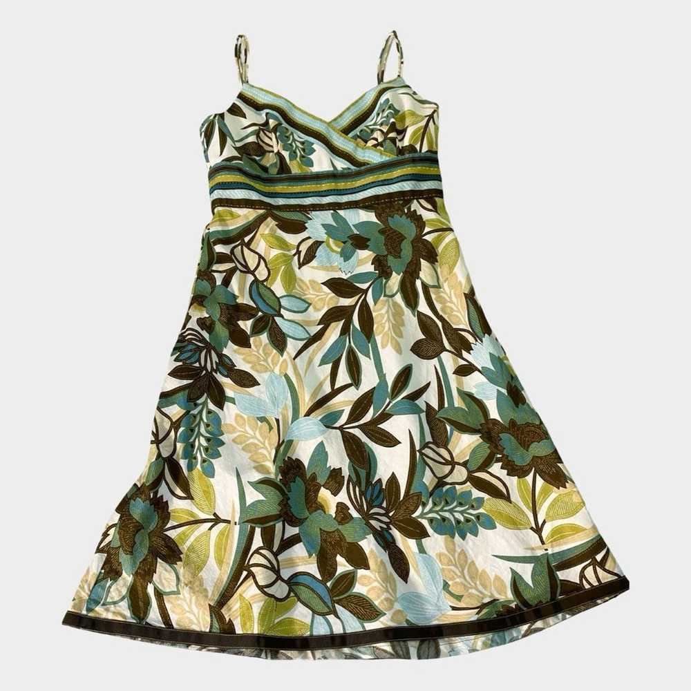 Vintage Ann Taylor green floral mini babydoll sun… - image 1