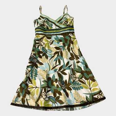 Vintage Ann Taylor green floral mini babydoll sun… - image 1