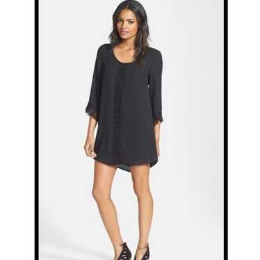 ASTR Black Lace 3/4 Sleeve Scoop Neck Shift Mini … - image 1