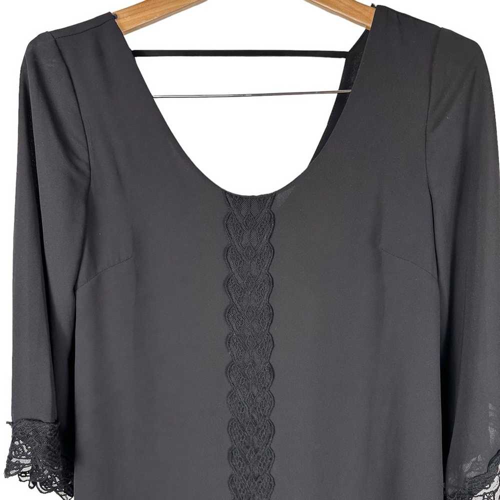 ASTR Black Lace 3/4 Sleeve Scoop Neck Shift Mini … - image 8