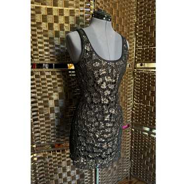 Sz 6 1990’s Guess Rose Gold Black Sequin Mini Shi… - image 1