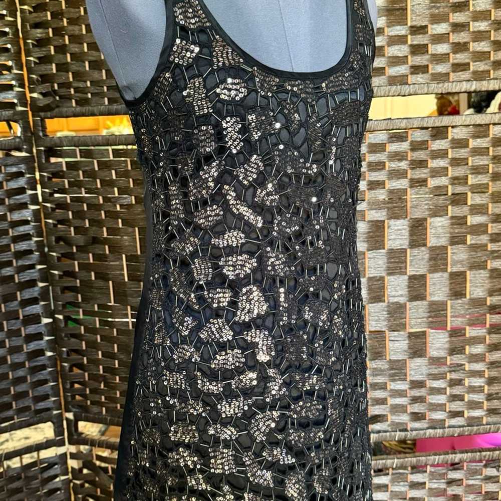 Sz 6 1990’s Guess Rose Gold Black Sequin Mini Shi… - image 8