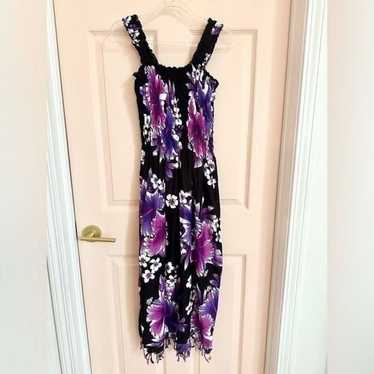 Purple and black floral summer dress - image 1