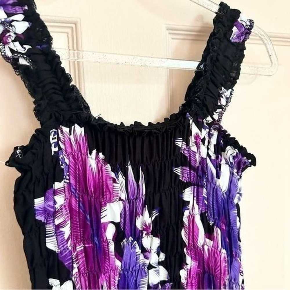 Purple and black floral summer dress - image 2