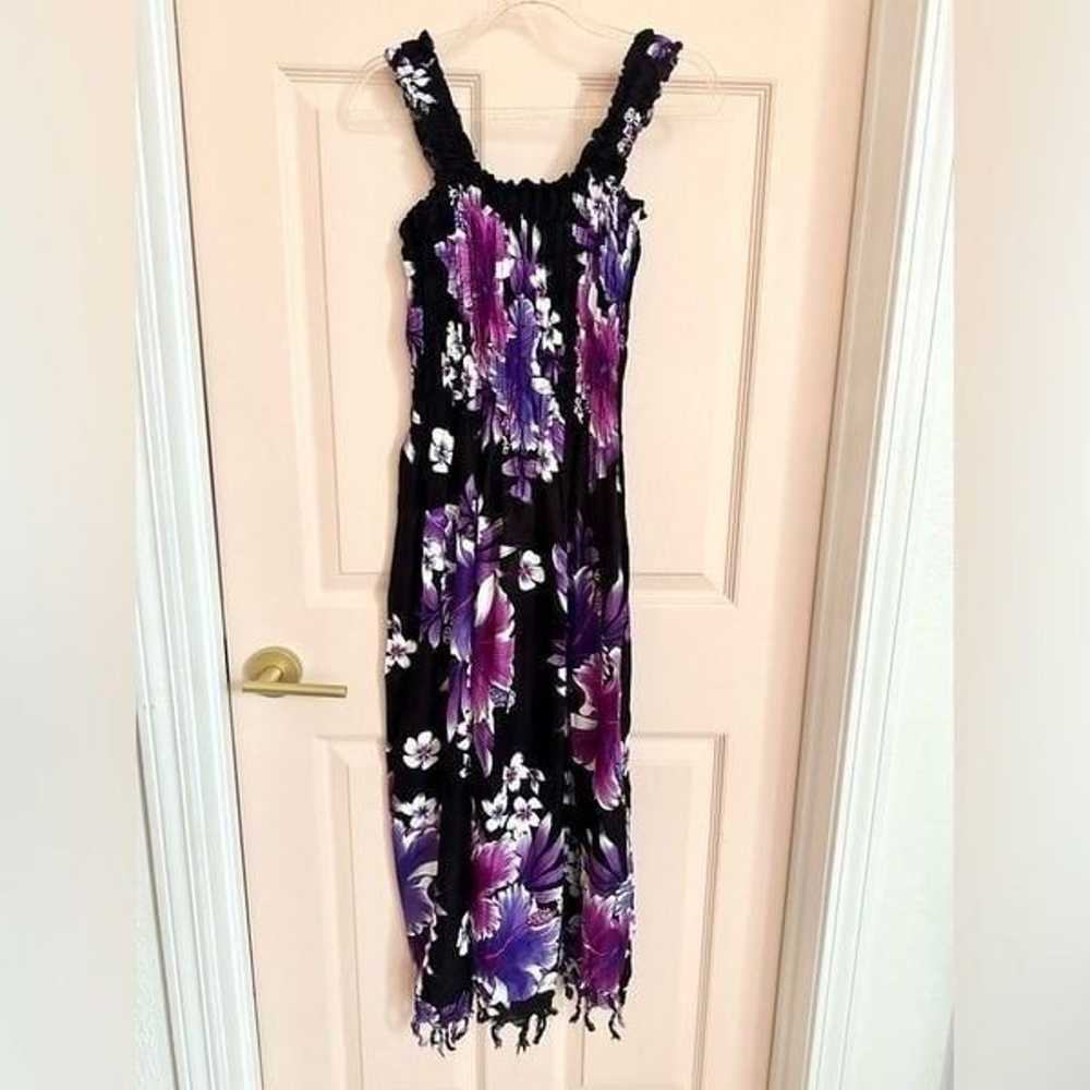 Purple and black floral summer dress - image 3