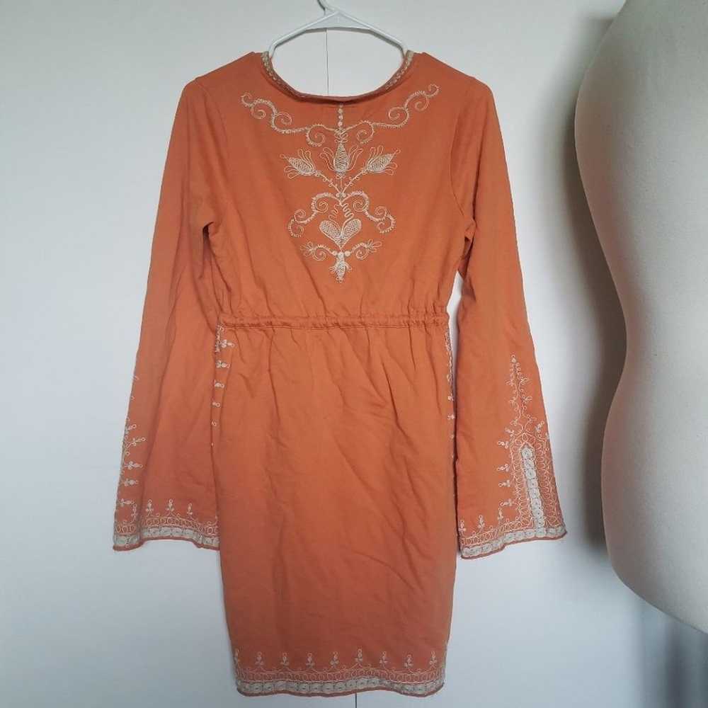 RARE! Lucky Brand Orange Embroidered Dress - S - image 8