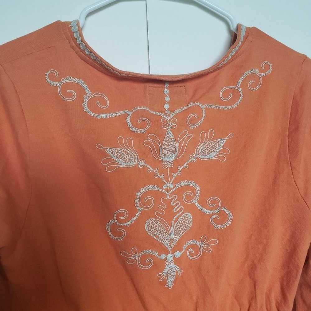 RARE! Lucky Brand Orange Embroidered Dress - S - image 9