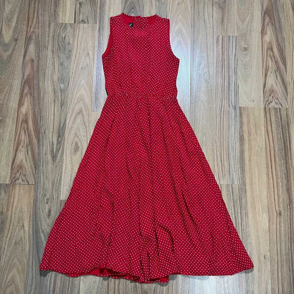 My Michelle Vintage 90s Dress Red Polka Dot Sleev… - image 1