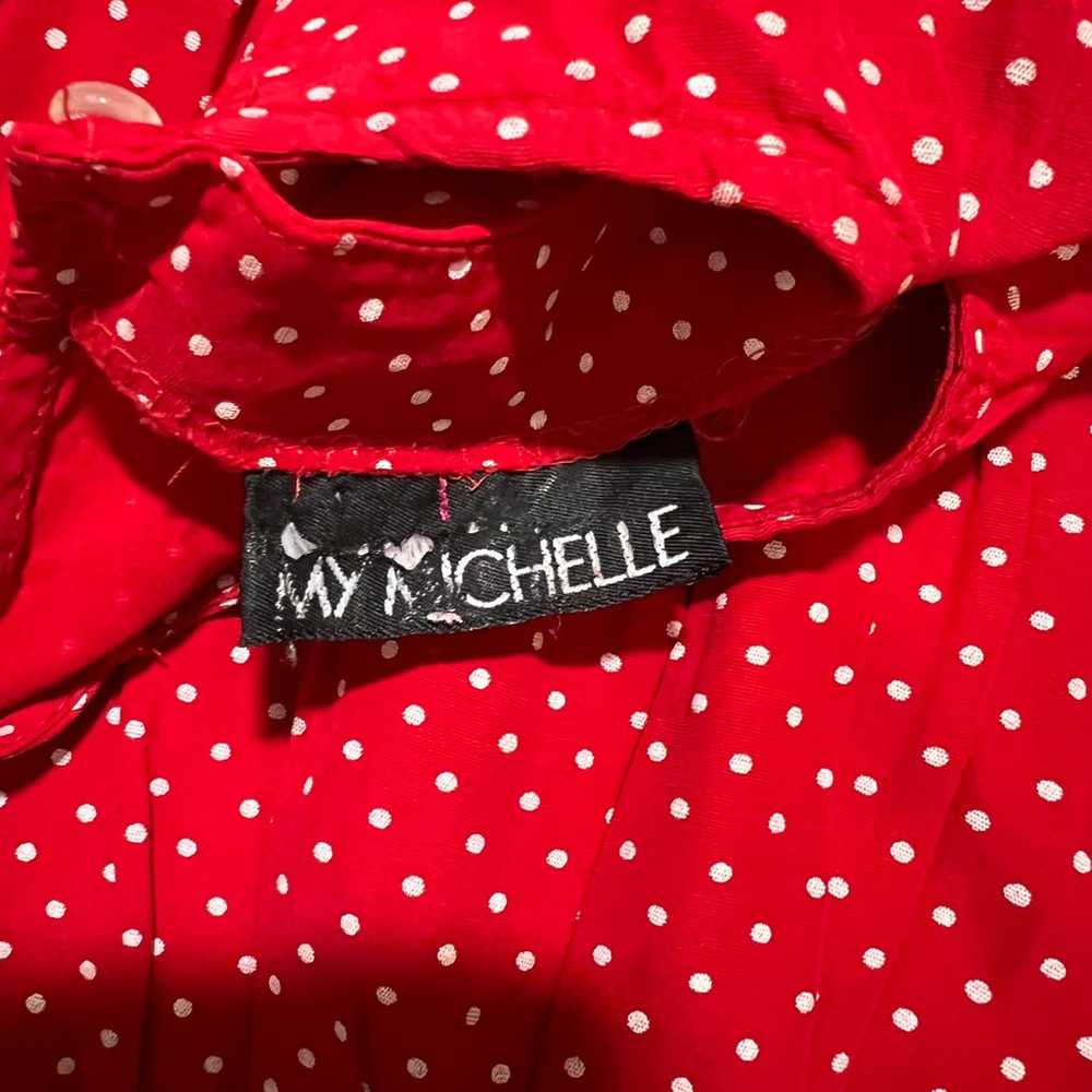 My Michelle Vintage 90s Dress Red Polka Dot Sleev… - image 7