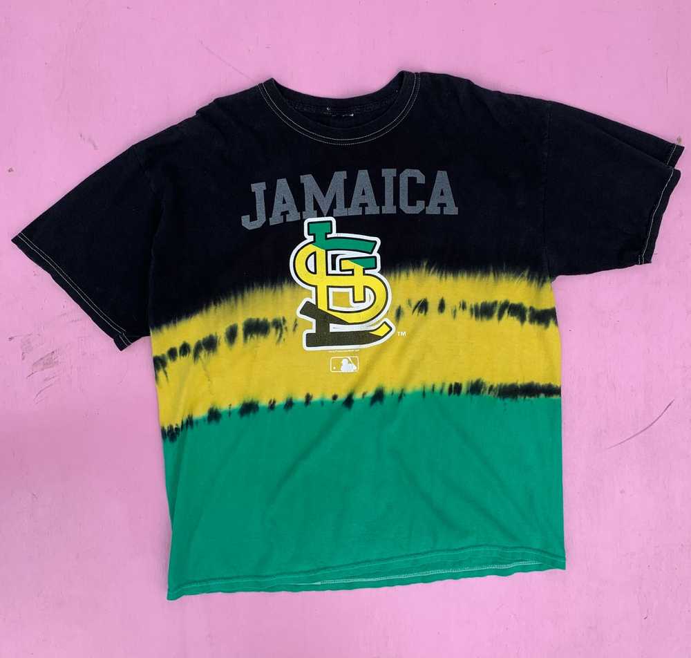 JAMAICA FLAG TIE-DYE T-SHIRT W/ ST LOUIS CARDINAL… - image 1