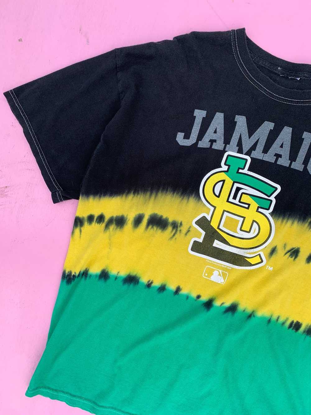 JAMAICA FLAG TIE-DYE T-SHIRT W/ ST LOUIS CARDINAL… - image 2