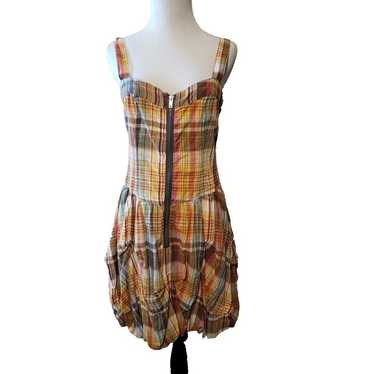 QED London plaid zip front dress bubble hem sleev… - image 1